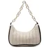 Verano Nuevo Versátil Moda Paja Tejida Retro Bolso Baguette Sobaco Simple Literario Bandolera de Mano de Hombro Único para Mujer