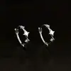 Pendientes de aro pequeños irregulares con flor de iris de plata pura S999 para mujer, nuevo diseño de verano 2026, únicos para perforaciones de oreja dobles