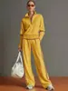 Nuevo Conjunto de Moda Casual Deportivo para Mujer Otoño/Invierno 2026 Amazon Transfronterizo con Bloques de Color, Cuello Alto, Sudadera y Pantalones de Pierna Ancha