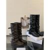 Botas Longas Marrons de Cano Alto com Sola Grossa para Mulheres 2025 Novo Outono e Inverno Botas de Cano Médio Slim