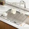 Estante retráctil multifuncional para fregadero, escurreplatos, escurridor de agua, estante de almacenamiento multifuncional para fregadero de cocina