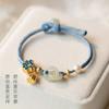 Pulsera de hebilla de anillo de imitación de jade Hetian, pulsera de hebilla de seguridad, diseño de nicho, pulsera de perlas tejidas, regalo para novia para el Día de San Valentín