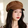 Boina Octogonal Negra, Estilo Artístico Retro Japonés, para Mujeres con Cabello Grueso/Cabeza Grande, Hace que la Cara se Vea Más Pequeña, Boina de Artista de Moda