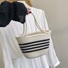 Bolsa de corda de algodão trançada, nova bolsa feminina 2025, casual, cesta de armazenamento de artigos diversos, bolsa de palha trançada portátil casual para axilas