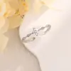 Anel com Design Único Estilo Minimalista Losango Zircônia Anel Ajustável para Dedo Indicador para Mulheres Moda Personalidade Tendência Anel de Onda