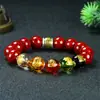 Pulseira de Cinábrio Cinco Vias Deus da Riqueza Areia Dourada Roxa Pulseira Amuleto Genuíno para Homens e Mulheres Ano do Zodíaco Fábrica Atacado
