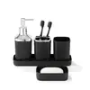 Bandeja con Relieve de Amor Set de Cinco Piezas para Artículos de Tocador de Baño Botella de Loción para Baño Vaso para Cepillo de Dientes Jabonera Set de 5 Piezas