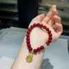 Pulseira de Cinábrio de Baixo Conteúdo, Pulseira de Areia Dourada Roxa, Contas de Transferência do Ano de Nascimento Feminino de Trevo de Quatro Folhas, Joias de Presente Estilo Chinês