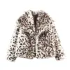 Comercio Exterior Ropa de Mujer 2025 Invierno Nuevo Estilo Moda Europea y Americana Versátil Engrosado Estampado de Leopardo Abrigo de Piel Sintética