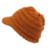 Otoño e invierno explosiones de comercio exterior gorro de punto de lana de color liso gorro con visera gorro cálido para mujer gorro tipo caramelo