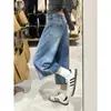 Jeans Azules Vintage Estilo Americano de Talla Grande para Mujer, Pantalones Anchos Rectos de Cintura Alta Holgados para Verano, Adelgazantes