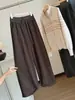 Calça Jogger Casual Relaxada Estilo Coreano Feminina Outono Novo Design Renda Patchwork Cintura Alta Versátil Perna Larga