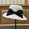 Novo Estilo Chapéu de Palha para Primavera e Verão, Chapéu de Palha com Laço Estilo Hepburn, Chapéu de Praia, Chapéu de Pescador Francês Retrô de Aba Larga, Dobrável e Moderno