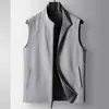 Chaleco Casual para Hombre 2025 Primavera y Otoño Punto de Lujo Ligero Ligeramente Elástico Negocio Doble Cara Sin Mangas Chaqueta Cardigan para Hombres Jóvenes y de Edad Media
