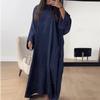 Vestido casual holgado de talla grande para mujer, color liso, cuello redondo, popular transfronterizo de Amazon Europa y América, nuevo Otoño 2024