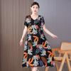 Nova camisola de seda e algodão floral feminina, pequena, fresca, solta, cobrindo a barriga, tamanho grande, bolso, vestido de algodão artificial, roupa externa