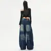 Jeans anchos lavados juveniles color naranja # Estilo de la alta calle americana para mujer, corte holgado, adelgazantes, modernos y versátiles, pantalones de pierna curva