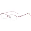 Nuevo marco de gafas para mujer con forma de trébol de cuatro hojas y espejo plano, marco metálico de media montura, se puede equipar con miopía