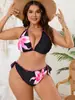 2026 Nuevo Traje de Baño Europeo y Americano Tallas Grandes Sexy Sexy Estampado Bikini Escotado por la Espalda Traje de Baño de Tres Puntos para Mujeres