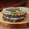 Pulsera Árbol de la Paz Estilo Europeo y Americano Transfronterizo Set de Múltiples Piezas Pulsera de Cuentas de Madera Vintage Simple para Hombre Pulsera Apilable Personalizada