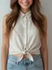 Camisa Casual sin Mangas de Estilo Americano de Moda para Mujer, Comercio Exterior Transfronterizo, Nueva Camisa Chaqueta Top Dulce y Picante Verano 2026