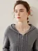 Cárdigan de Cachemira con Cremallera y Capucha 2026 Nuevo Estilo Otoño e Invierno Camiseta Básica Suelta Adelgazante para Mujer Chaqueta Corta de Estilo Suave