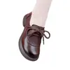 Zapatos planos de estilo retro con boca poco profunda, mocasines para mujer, novedad de otoño 2026, cordones negros, suela gruesa, casual, simples, zapatos pequeños de cuero