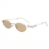 Gafas de sol con etiqueta de caja personalizada, Monturas de metal ovaladas personalizadas incrustadas con diamantes, Gafas de montura pequeña, Material de montura personalizado, Caja de regalo personalizada