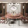 Mesa Redonda de Madera Maciza con Plato Giratorio para Uso Doméstico, Hecha de Madera de Durazno, Engrosada, Adecuada para 20 Personas, Tablero Redondo de 15 Lados