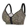 1Xl-4Xl Lingerie Fashion Estampa de Leopardo Tamanho Europeu e Americano Alças Ajustáveis Popularidade Transfronteiriça Fecho Frontal Sutiã Plus Size
