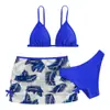 2024 Novo Maiô Infantil Dividido Europeu e Americano Bikini Feminino de Três Peças Maiô de Rede Bikini Infantil Feminino