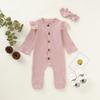 Fábrica Nueva Ins Pelele para Bebé e Infantil Estilo Europeo y Americano Color Sólido Manga Larga Canalé Lindo Mono