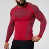 YOUNGLA Nova Roupa Fitness Treinador Esportiva Camiseta de Manga Longa Masculina Justa Alta Elasticidade Roupas de Treinamento Roupa Fitness
