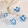 Pendientes de Flor con Esmalte de Goteo Azul, Pinzas para Orejas de Disco Espiral, Nuevo Estilo Caliente 2025, Únicos Elegantes, Pendientes y Aretes Exquisitos