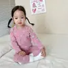 Traje de Otoño e Invierno Grueso sin Huesos con Dibujos Animados de Cerdo Feliz para Niños, Pantalones Largos, Suéter de Algodón Lija para Bebés Niños y Niñas