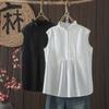 Ropa de Verano 2025 Cuello Alto Encaje Plisado Holgada Sin Mangas para Mujer Pullover Top Tendencia al por Mayor