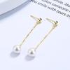 Aretes de Borla de Perlas de Lujo Ligero para Mujer Aretes Simples de Longitud Media de Corea del Sur Aretes de Hada s925 Joyería de Moda Dongdaemun