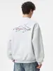 Moletom Retrô com Gola Redonda Han Lu Moda de Rua Americana para Homens, Estilo Outono e Inverno, Solto e Quente, Simples com Estampa de Letras Q