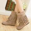 Uma geração de botas femininas de cano alto com cabeça redonda, moda, camurça fosca, franjas duplas, cano alto, botas da moda JGB2022N011017