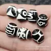 Cuentas Dzi de Tres Ojos en Blanco y Negro Tipo Antiguo Cuentas de Jade Sueltas Diente de Tigre Caparazón de Tortuga Ágata Noble Passepartout Accesorios para Joyería DIY