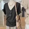 Camiseta de punto de lino con cuello en V de manga corta estilo Old Money para mujer, Top casual simple holgado relajado de verano con hombros normales