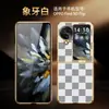 [Entrega sem costura] Capa para celular com tela dobrável FindN3Flip imitação de couro grade de tabuleiro de xadrez sulco galvanizado folheado Novo
