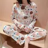 Nuevos Pijamas de Primavera y Otoño para Mujer, Pantalones de Manga Larga, Dibujos Animados Lindos, Casual y Cómodos, Ropa de Casa para Dormitorio de Estudiantes, Conjunto de Dos Piezas
