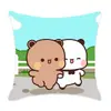 Nuevo cojín de cintura de oso de dibujos animados lindo para sofá del hogar impresión imitación cojín de cintura súper suave venta al por mayor
