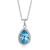 Collar de Plata de Ley S925 Lágrimas del Mar Profundo para Mujer, Colgante de Circonita Azul Hielo Gota de Agua de Alta Gama, Accesorios de Joyería de Cadena para el Pecho