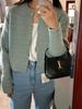 Chic Coreano Otoño e Invierno Estilo Chanel Vintage Cuello Redondo Textura Diseño Tejido Suéter Corto de Punto Holgado de Manga Larga