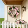 Guirlanda de cravo artificial para decoração de casa na primavera, enfeite para pendurar na porta externa, aro floral DIY arranjo Dia das Mães