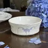 Platos de cerámica retro estilo francés con encaje floral azul, tazas y platillos de cerámica, platos de postre, platos de ensalada, platos llanos, platos hondos, platos ovalados