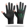 Guantes de Protección Solar para Hombre Verano Delgados con Dedos Expuestos Seda de Hielo Para Conducir Montar Fugas Dos Dedos Pesca Luya Para Llevar Medio Dedo Verano