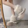 Botas de Neve Brancas Retrô com Solado Grosso e Forro de Lã para Mulheres, Novo Modelo 2026, Sapatos de Algodão Quentes de Inverno para Exterior Estilo Birkenstock